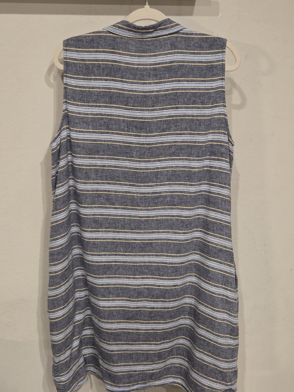 beachlunchlounge Sleeveless Navy and White Striped Collared Shift Dress - Picture 3 of 3